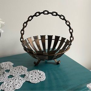 Vintage Metal Footed Basket